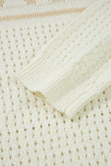 White BEACH Hollow Out Knitted Lightweight Dolman Sweater