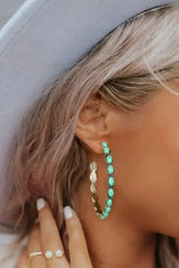 Bonbon Turquoise Big Circle C Shaped Earrings - Femstylo