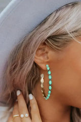 Bonbon Turquoise Big Circle C Shaped Earrings - Femstylo