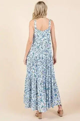 Mittoshop Flower Print Tiered Sleeveless Empire Maxi Dress - Femstylo