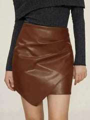 Ruched Mini Skirt with Zipper - Femstylo