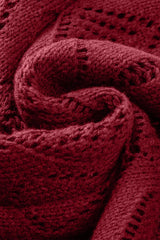 Red Button Up Hollow Out Loose Long Cardigan