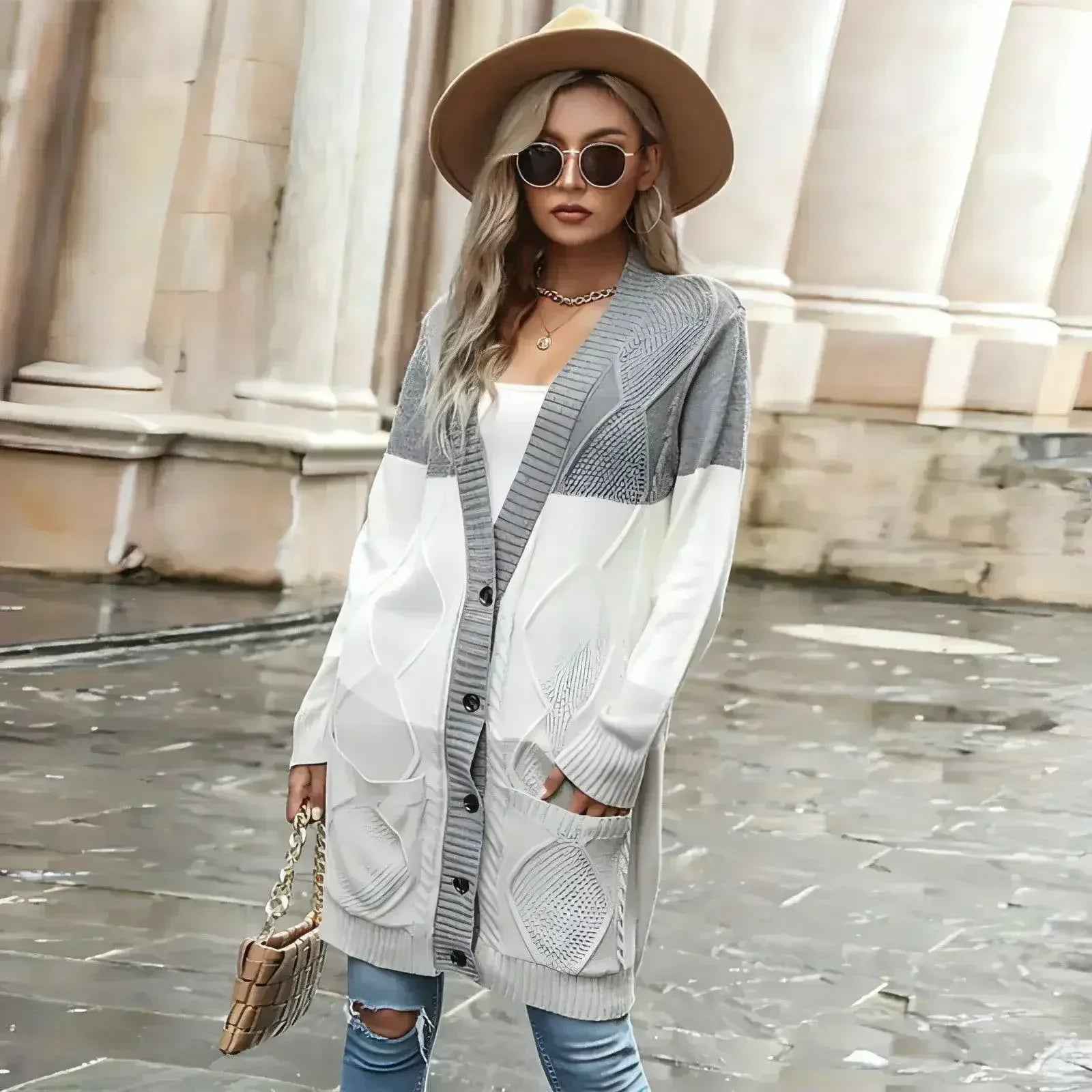 Color Matching Cardigan Sweater Coat Women - Femstylo