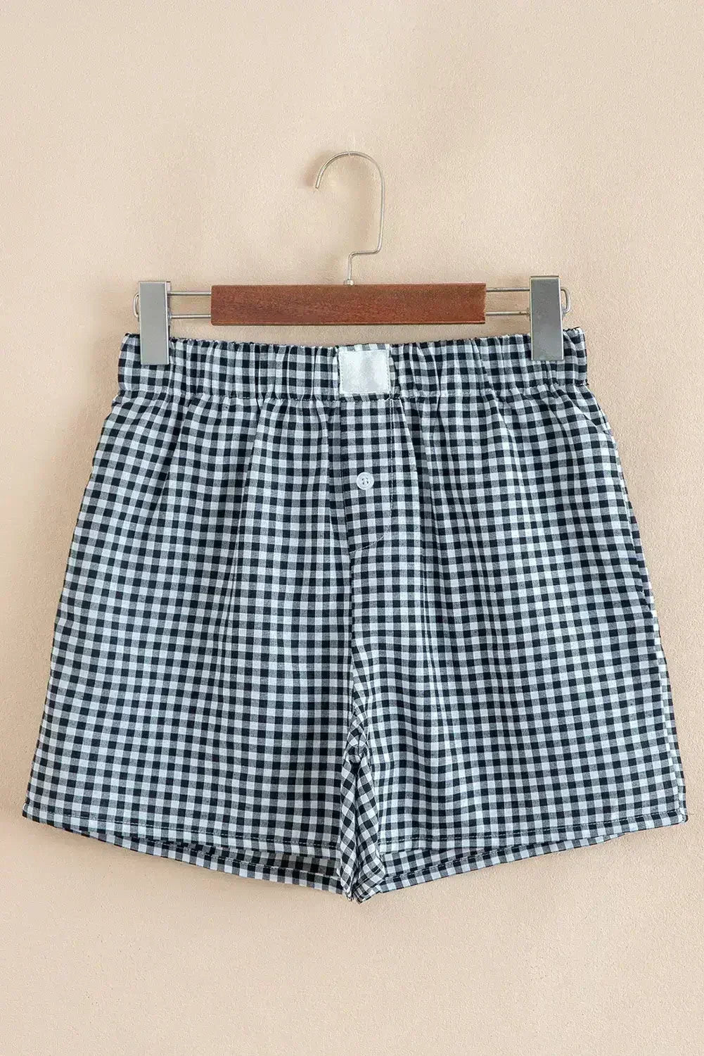 Blue Vintage Gingham Print High Waisted Loose Shorts - Femstylo