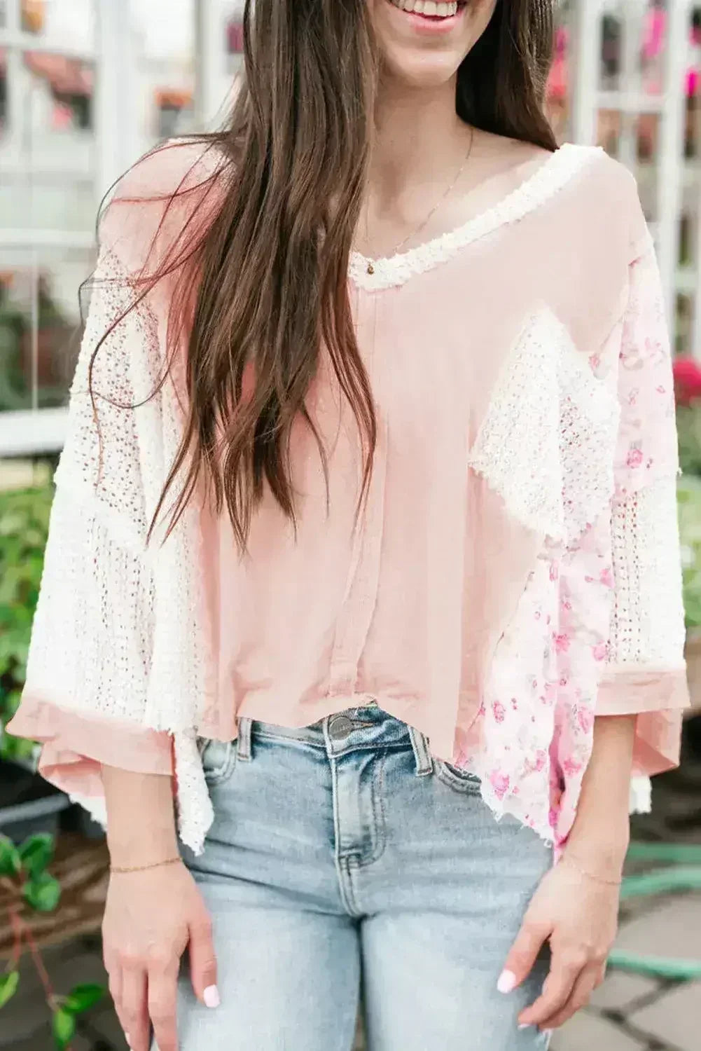 Floral Lace Crochet Blouse - Batwing Sleeves | S-2XL | Femstylo - Femstylo