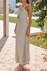 Knotted Single Shoulder Maxi Dress - Femstylo