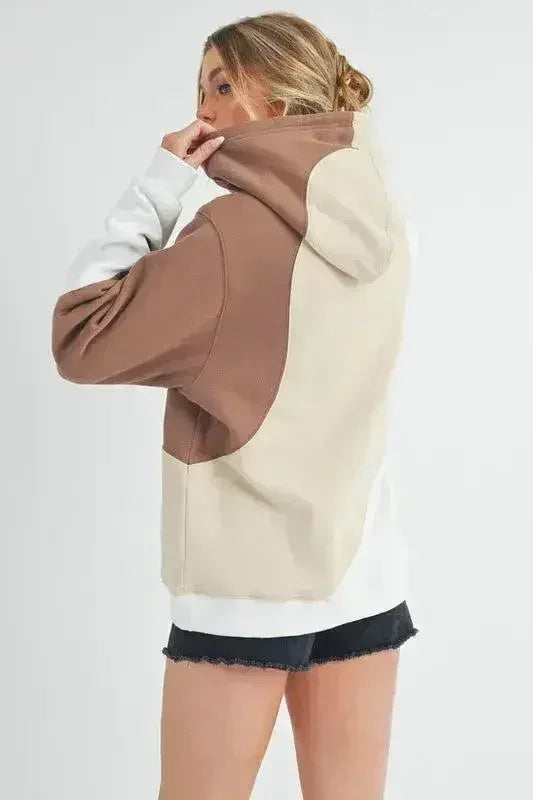 Color Block Hoodie - Kangaroo Pocket Pullover | Aemi + Co | Femstylo - Femstylo
