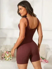 Scoop Neck Wide Strap Active Romper - Femstylo