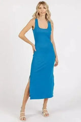 Mittoshop Side Slit Wide Strap Midi Tank Dress - Femstylo