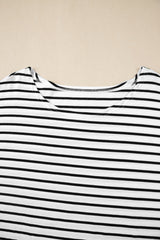 Black Stripe Half Sleeve Scoop Neck Loose Top