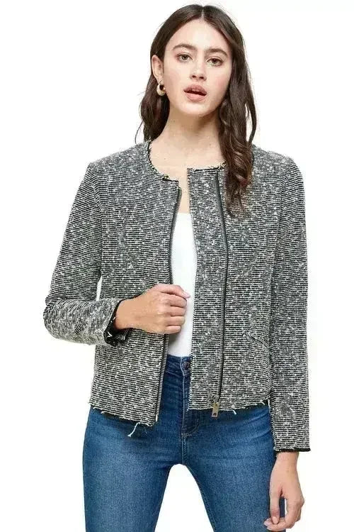Textured Zip-Up Jacket – Casual Elegance - Femstylo