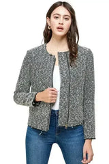 Textured Zip-Up Jacket – Casual Elegance - Femstylo