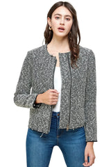 Textured Zip-Up Jacket – Casual Elegance - Femstylo