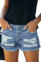 Gypsy Mid-rise Distressed Denim Shorts - Femstylo