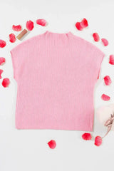 Mineral Red Patch Pocket Ribbed Knit Short Sleeve Sweater - Femstylo