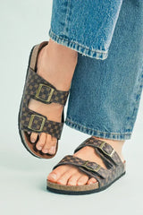 Coffee Vintage Double Buckle Comfortable Slippers - Femstylo