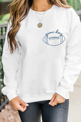 White game day Football Embroidered Casual Sweatshirt