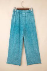 Lapis Mineral Wash Knot High Waist Raw Hem Pants