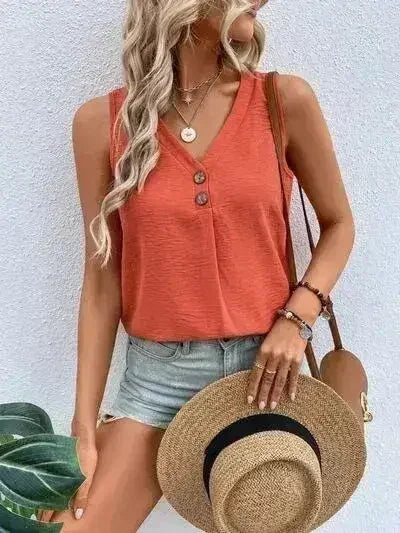 Solid Color V-Neck Tank - Femstylo
