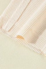 Pink Waffle Long Sleeve Collared Half Button Relaxed Fit Top - Femstylo