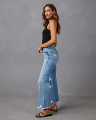 SkyFade™ – Ripped Wide-Leg High Waist Jeans - Femstylo