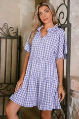Lavendula Plaid Frill Tiered Mini Dress - Femstylo