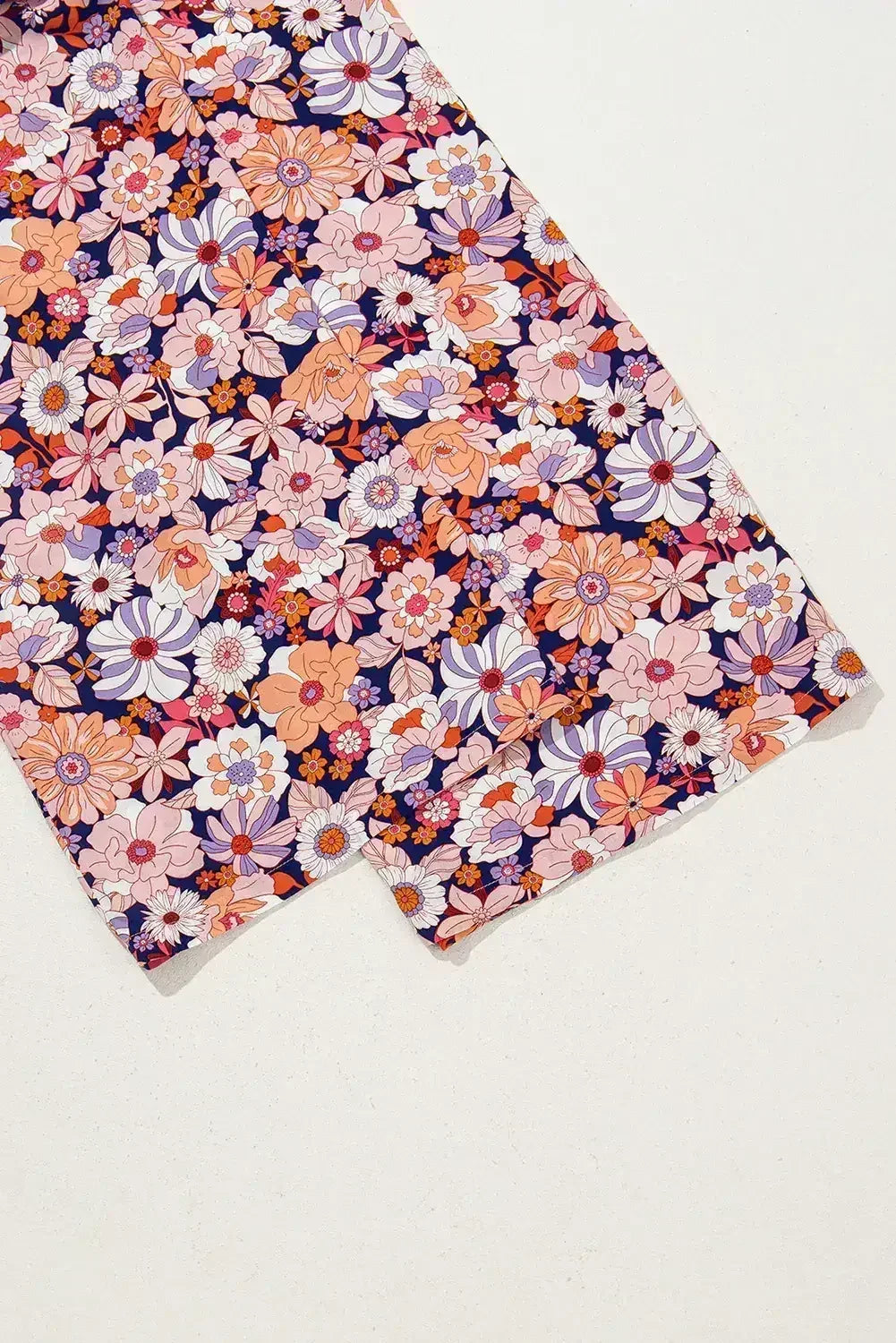 Purple Floral Square Neckline Stretch High Waist Jumpsuit - Femstylo