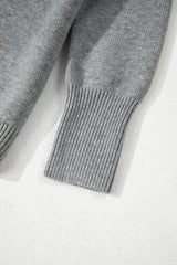 Medium Grey Hooded Button Up Drop Shoulder Sweater Cardigan