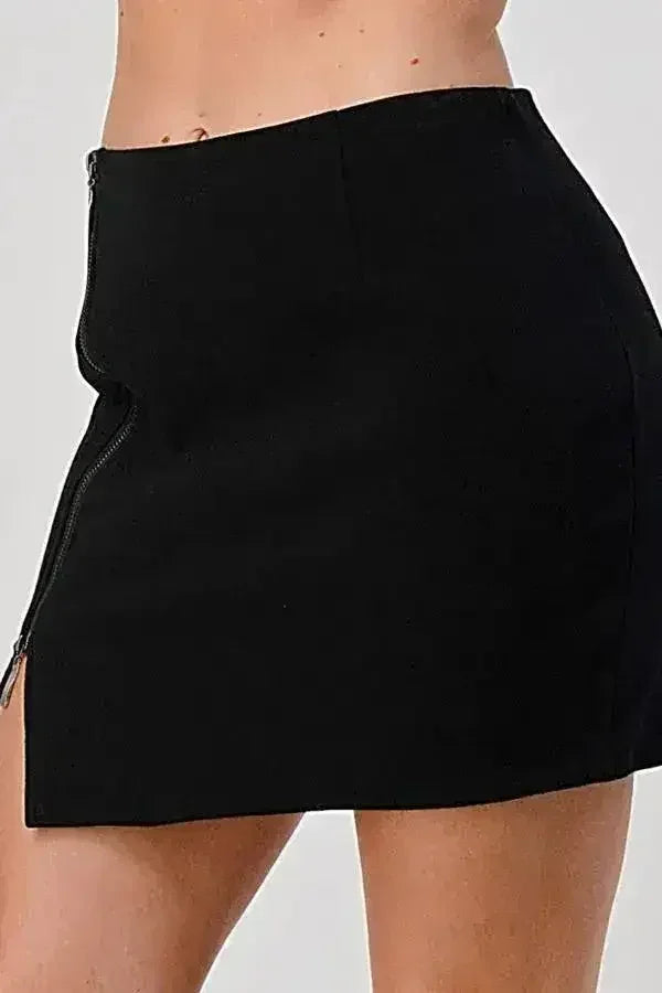 High-Waisted Zip-Front Mini Skirt - Femstylo
