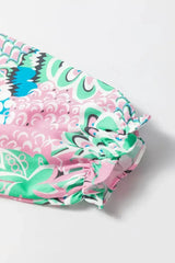 Green Floral V-Neck Blouse – Tied Detail & Loose Fit | Feminine Style - Femstylo