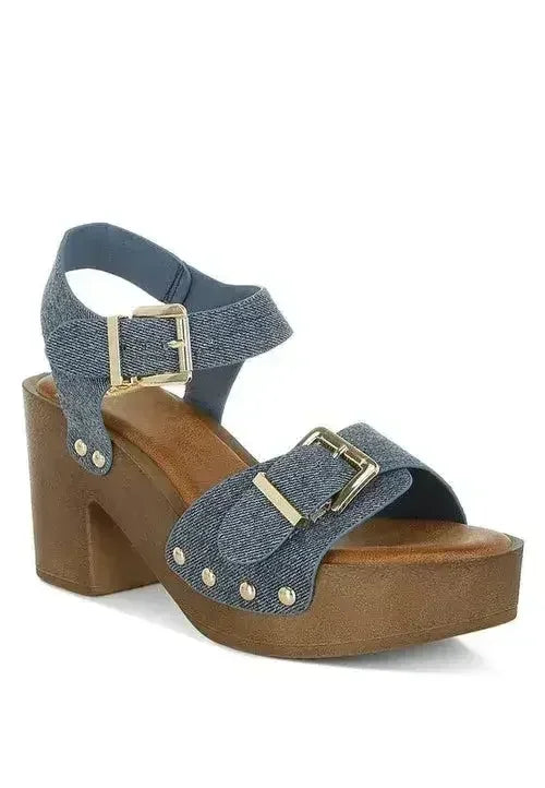 Vipasa Studded Denim Clog Sandals - Femstylo