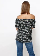Women's Off Shoulder Top In Black Blue Avocado | Femstylo - Femstylo