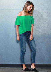 Women's Off Shoulder Top In Green - Femstylo