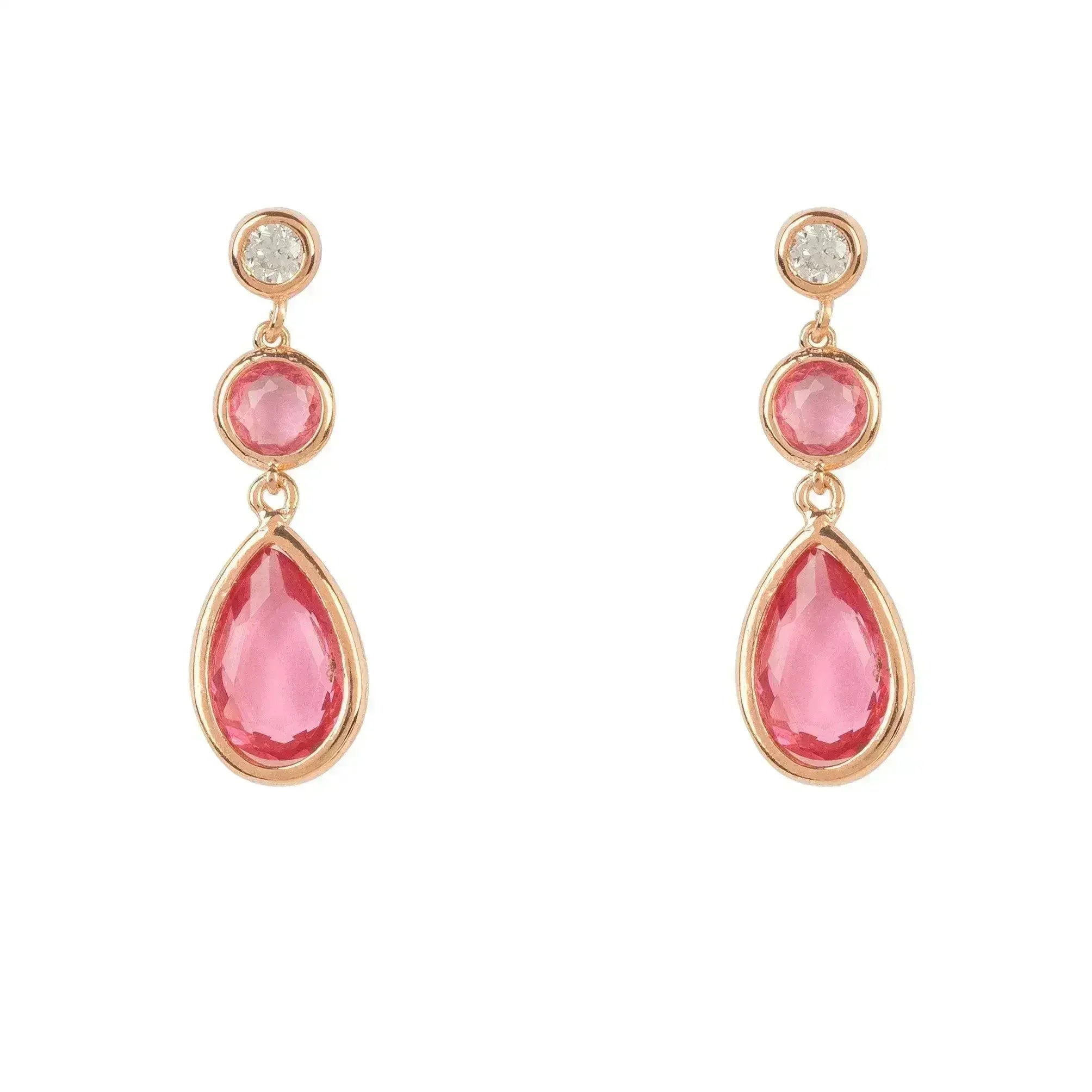 Tuscany Gemstone Drop Earring Rose Gold Pink Tourmaline - Femstylo
