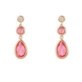 Tuscany Gemstone Drop Earring Rose Gold Pink Tourmaline - Femstylo