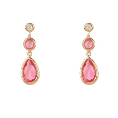 Tuscany Gemstone Drop Earring Rose Gold Pink Tourmaline - Femstylo