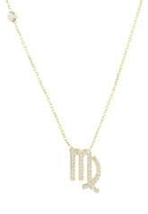 Zodiac Star Sign Pendant Necklace Gold Virgo