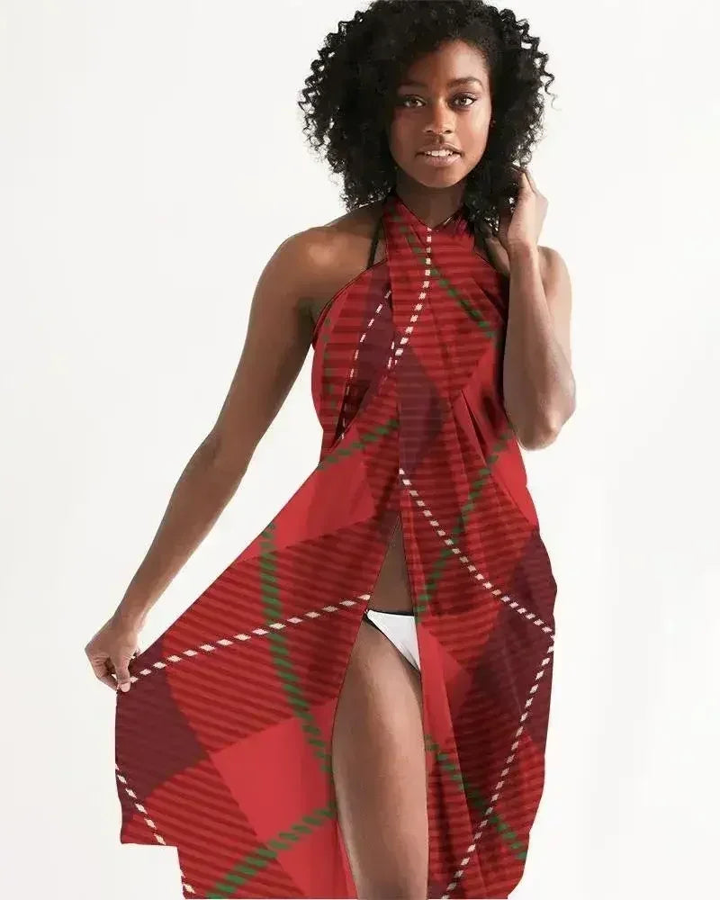 Sheer Plaid Red Swimsuit Cover Up - Femstylo
