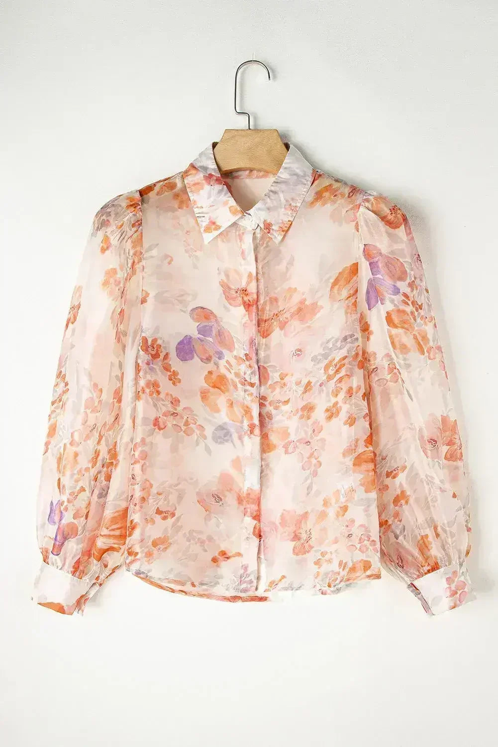 White Balloon Sleeve Floral Shirt - Loose Fit Blouse | Femstylo - Femstylo