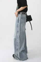 Distressed Raw Hem Wide Leg Men's Jeans - Femstylo