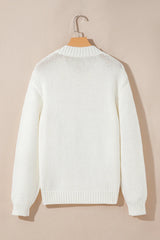 White Embroidered Bow Boots Graphic Drop Shoulder Sweater