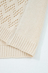 Smoke Gray Solid Color Hollow Knit Cardigan