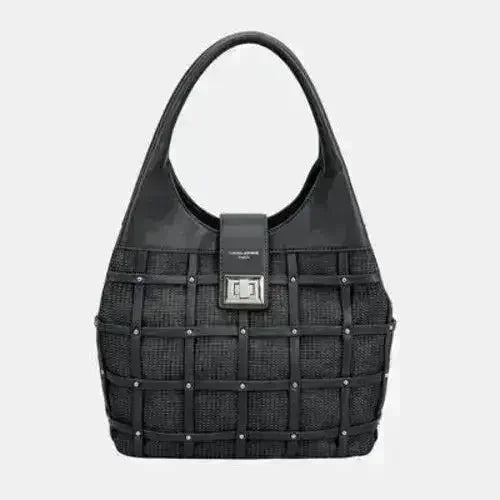 David Jones Rivet Handbag – Edgy PU Leather Medium Tote - Femstylo
