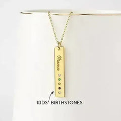 Mom Necklace Birthstone, Birthstone Bar Necklace, Mom Jewelry - Femstylo