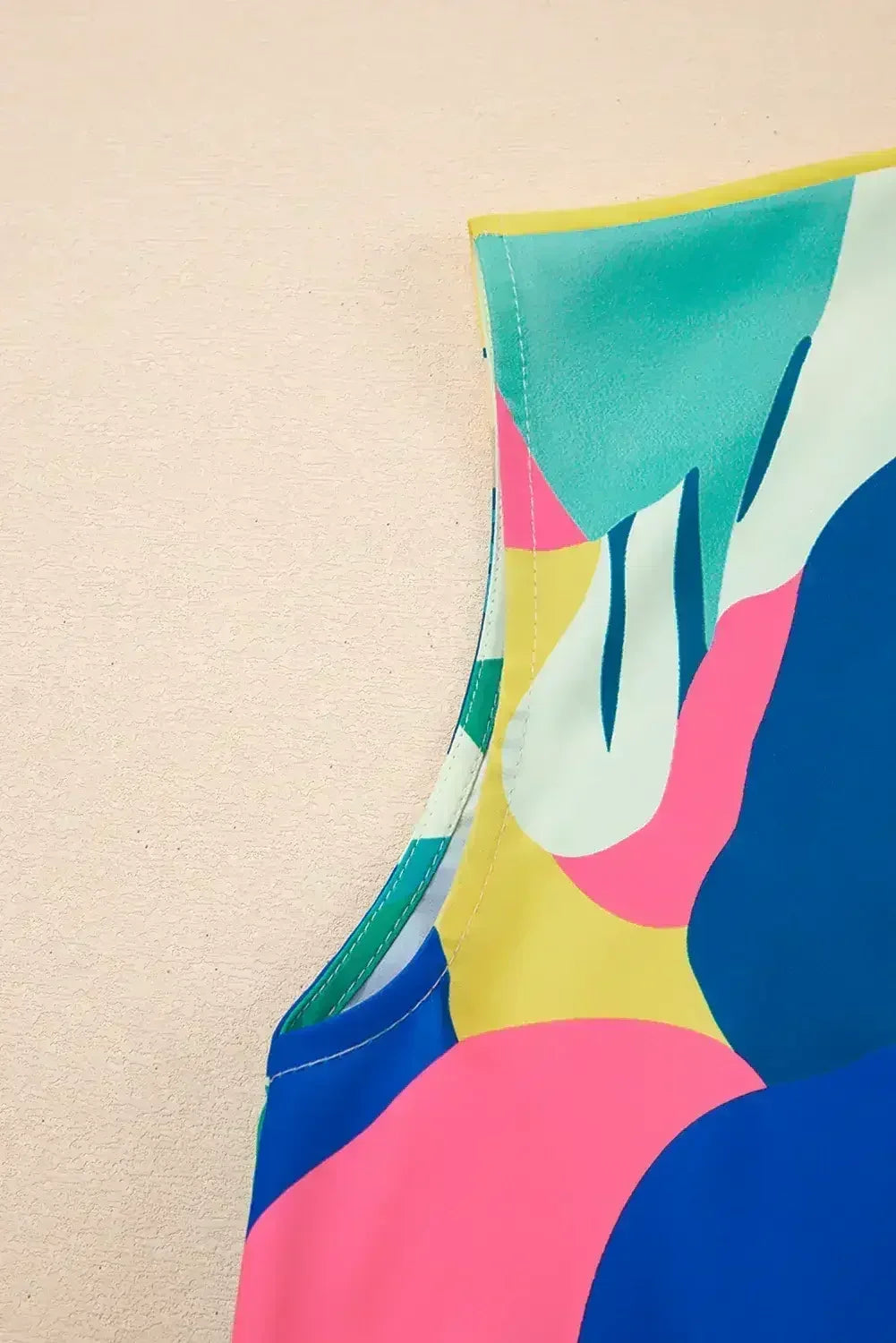 Blue Abstract Print V-Neck Short Sleeve Mini Dress - Femstylo