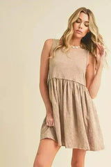 Round Neck Mini Tank Dress | Casual Stretch Dress | Aemi + Co - Femstylo