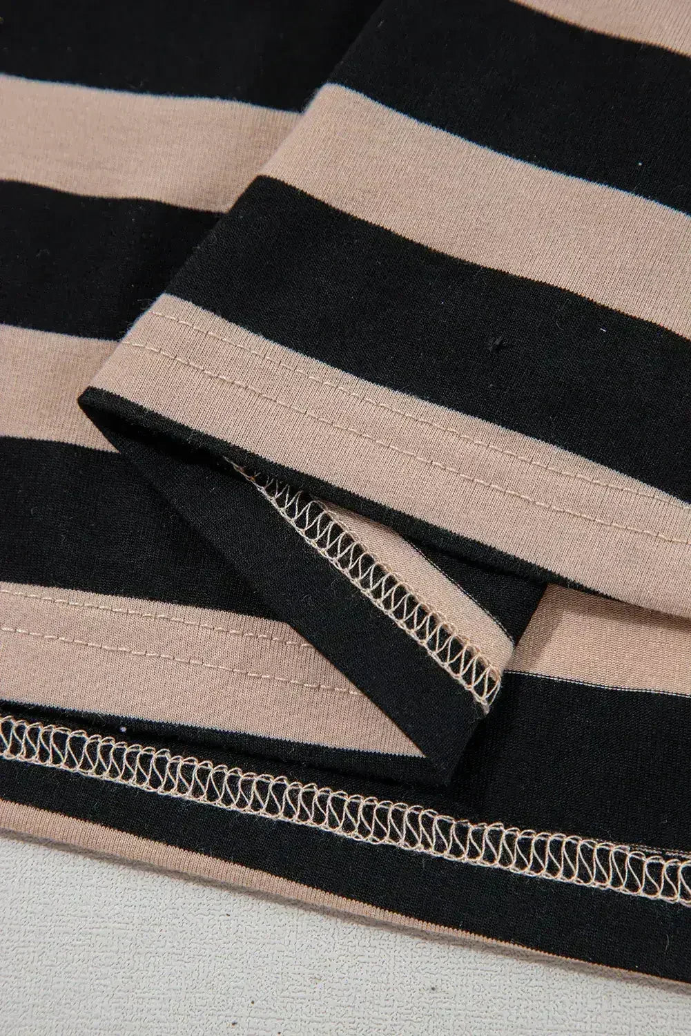 Black Striped Side Pockets T-shirt Maxi Dress - Femstylo