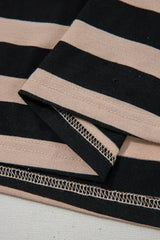 Black Striped Side Pockets T-shirt Maxi Dress - Femstylo