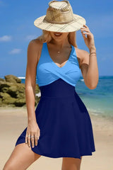 Black Criss Cross Straps Tie Back Flared One Piece Swimsuit - Femstylo