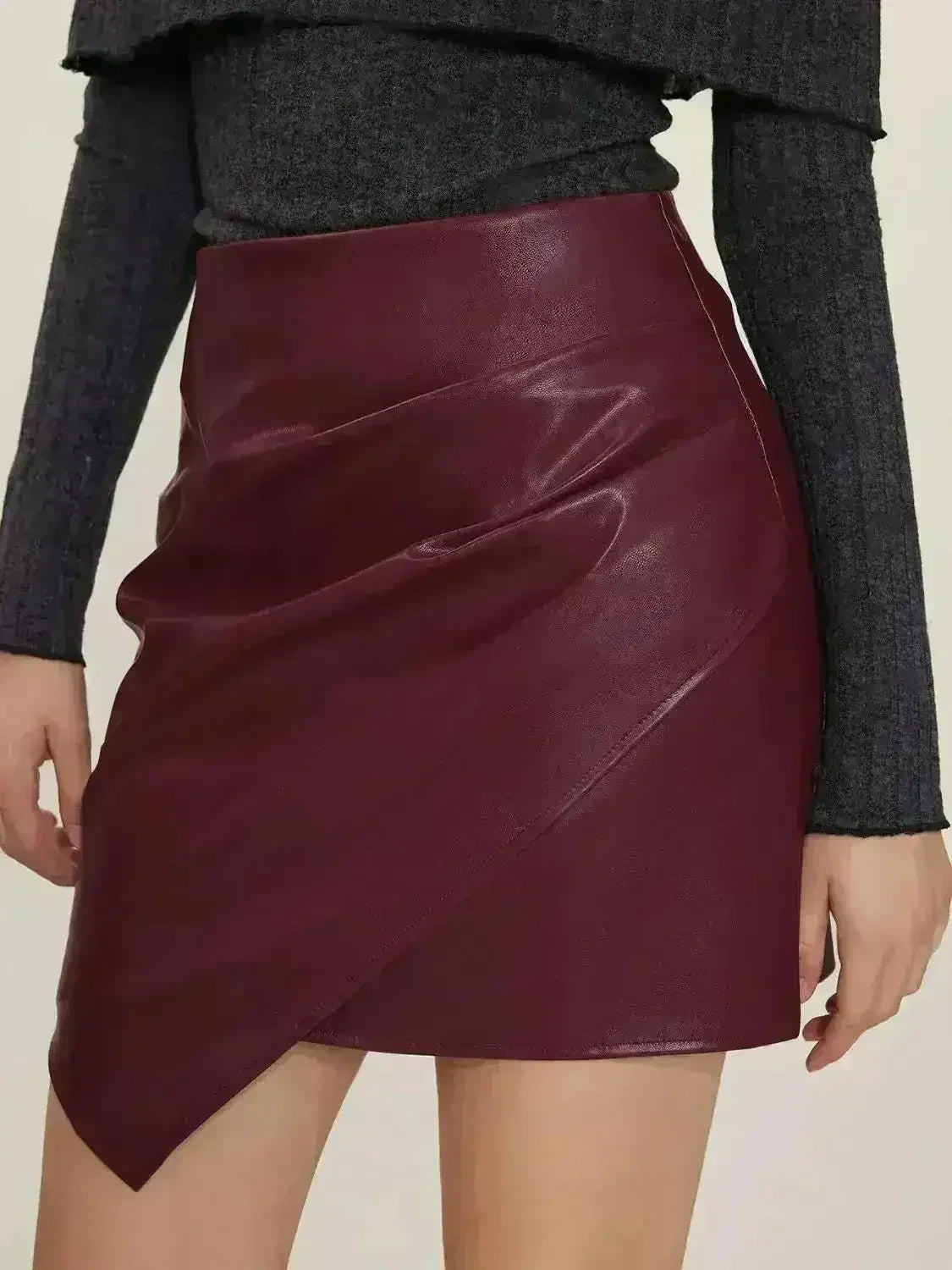 Ruched Mini Skirt with Zipper - Femstylo